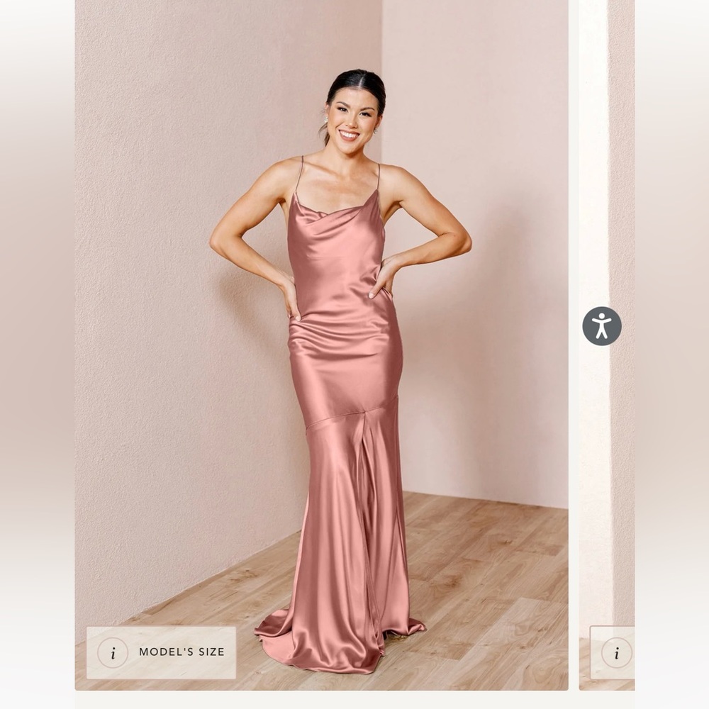 REVELRY KIMORA SATIN DRESS IN DESERT ROSE